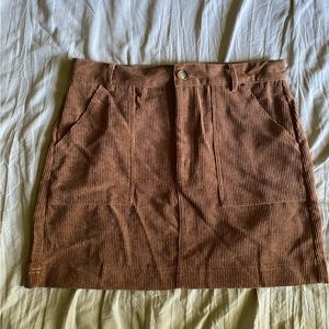 Dark Brown corduroy a-line mini skirt Sz XL (SK8)